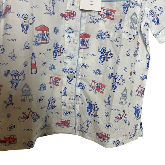 NWT Roller Rabbit Martha Vineyard Nantucket short sleeve button down pajama top - Picture 6 of 6